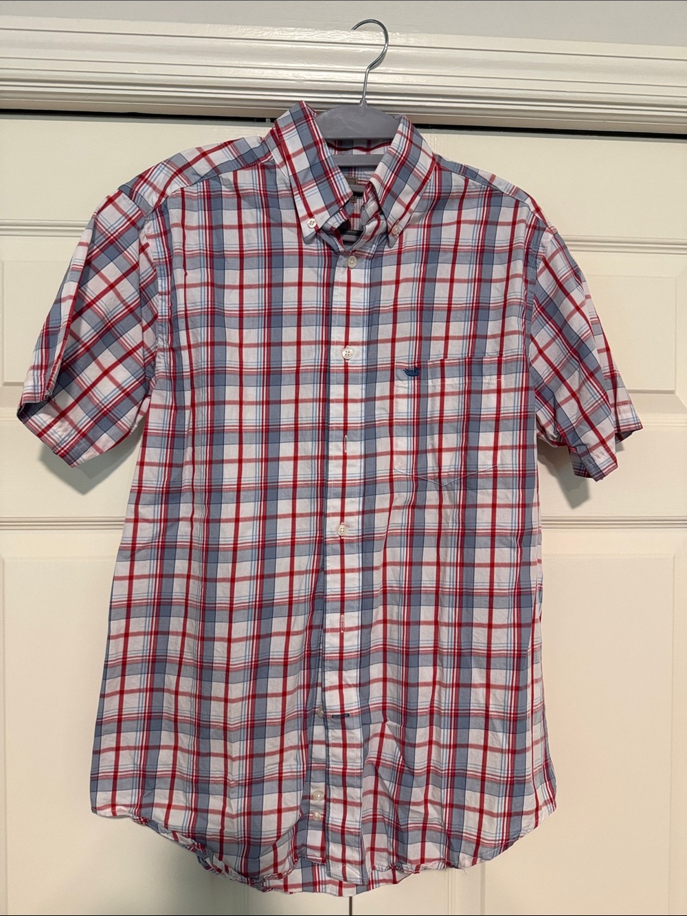 Southern Marsh Red, White & Blue Plaid Short-Sleeve Button-Down Shirt
